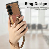 Wristband Lanyard Card Slot Leather Wallet Case for Samsung Z Fold