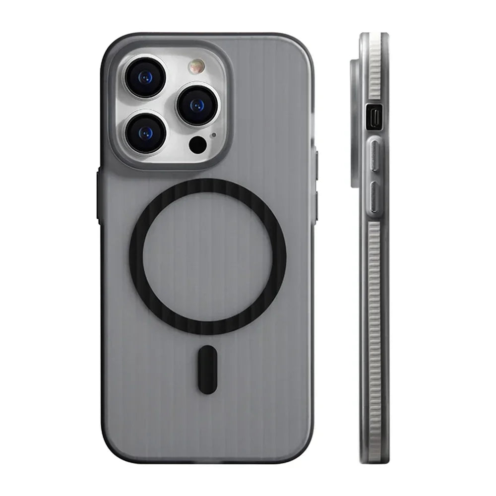 Corrugated Pattern Non-slip Bumper Hard PC Matte Case For iPhone