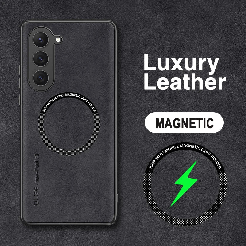 Magnetic For Magsafe Leather Case For Samsung Galaxy