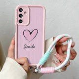 Love Heart Wrist Chain Lanyard Phone Case for Samsung