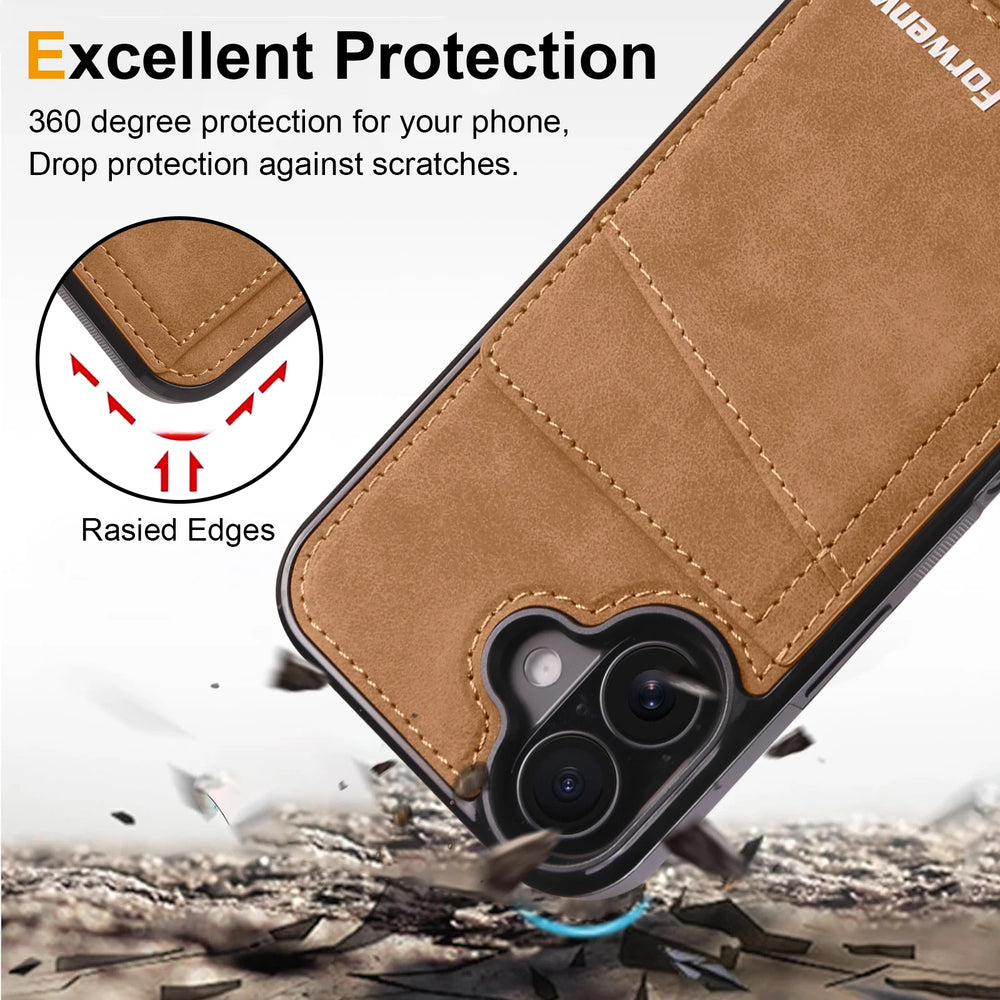 Business Flip Leather Built-in Magnetic Wallet Card Case for iPhone