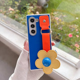 Flowers Leather Wristband Phone Case For Samsung Galaxy