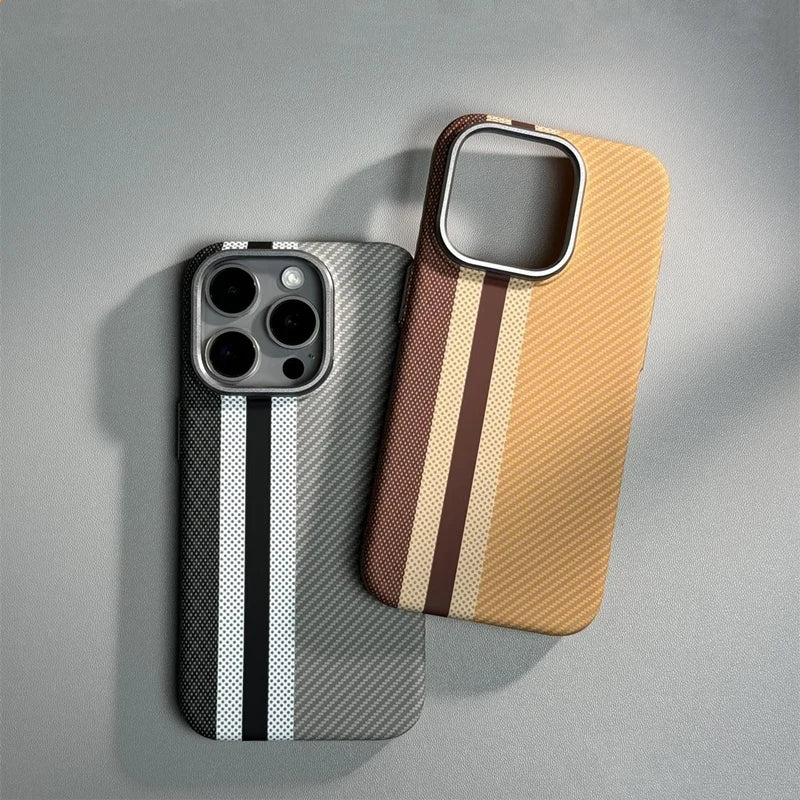 Alloy Lens Hit Color Hard PC  Carbon Fibre Wireless Charging Case for iPhone