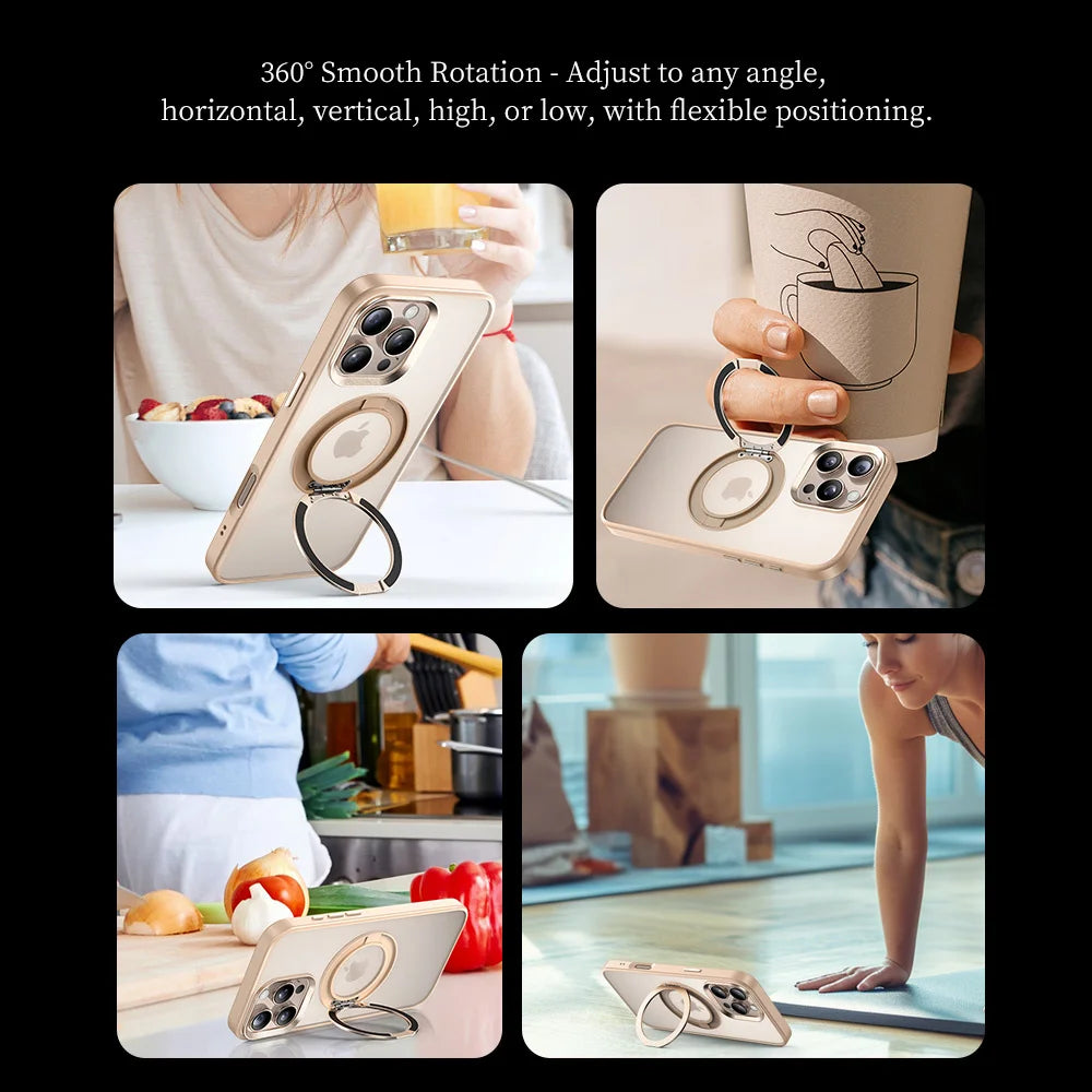 Rotating Magnetic Kickstand Stand Phone Case For iPhone