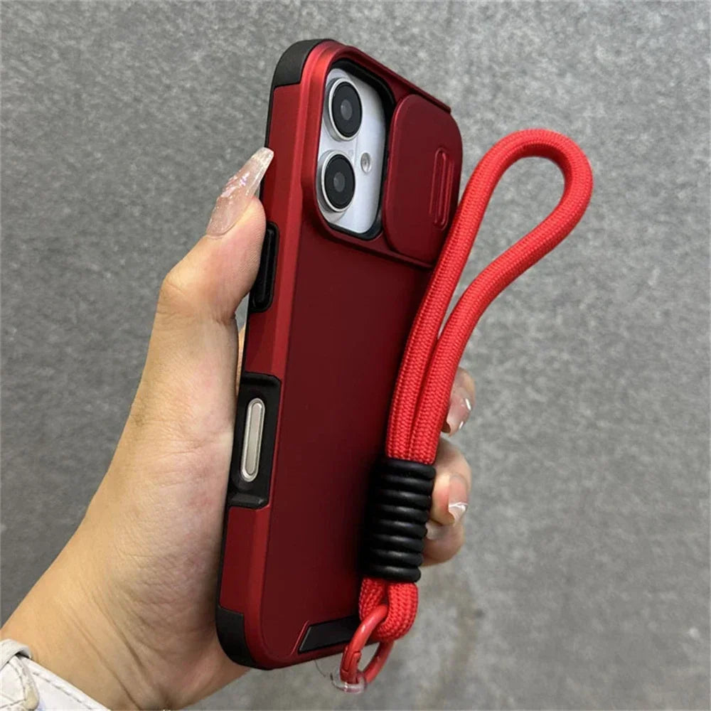 Armor Slide Window Protection Wrist Strap Cord Case for iPhone