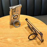 Luxury Magnetic Plating Stand Shockproof Clear Case For Samsung