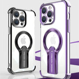 Luxury Transparent Armor Hidden Folding Stand Magnetic Case For iPhone