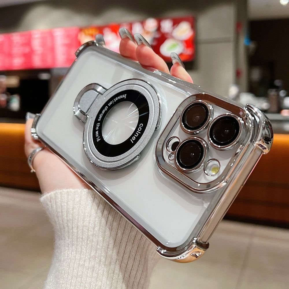 Fashion Plating Magnetic Bracket Case for iPhone