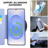 Flip Slot Card Leather Wallet Clear Magnetic Phone Case For Samsung