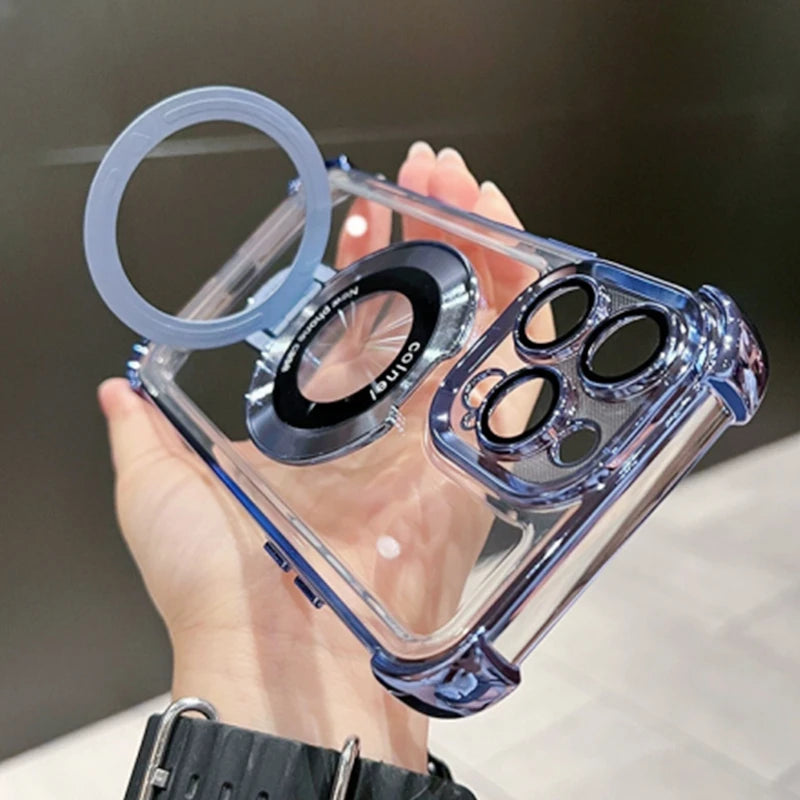 Fashion Plating Magnetic Bracket Case for iPhone