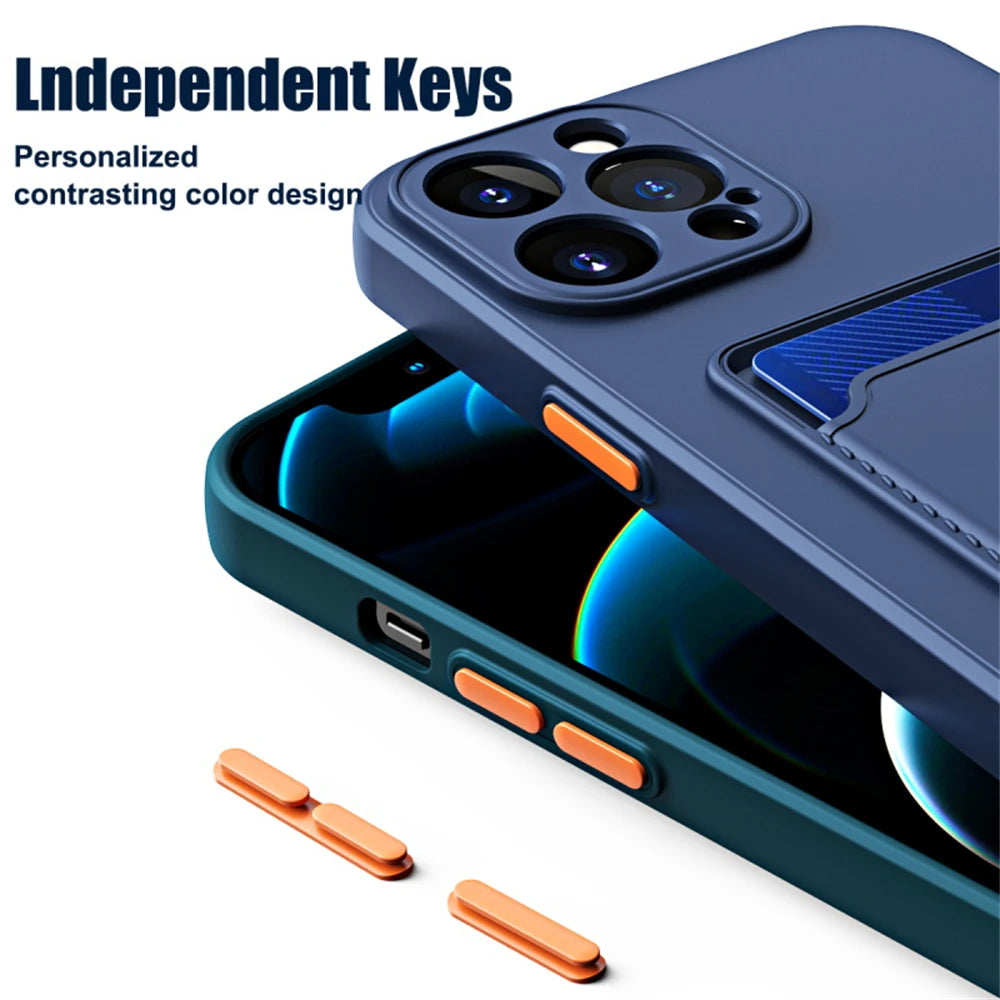 Luxury Soft Silicone Wallet Case For iPhone