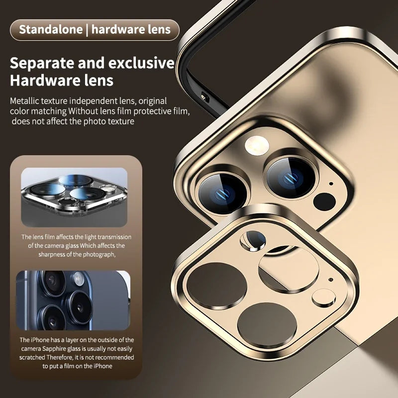 Camera Protection + Hybrid Silicone Frame Aluminum Metal Case For iPhone