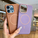 Luxury Magsafe Retro Leather Phone Case For iPhone