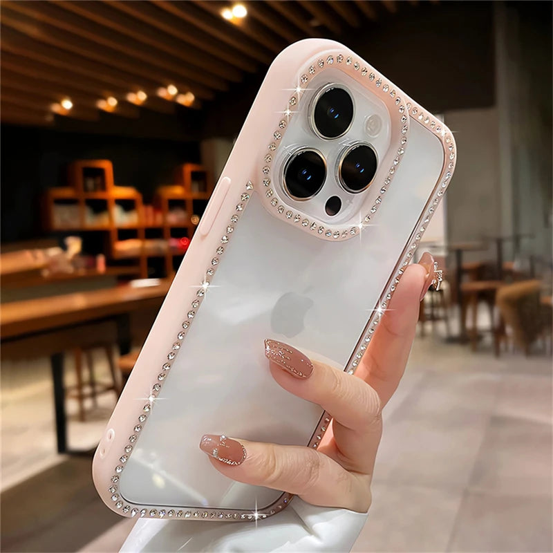 Luxury Bling Rhinestone Diamond Transparent Case For iPhone