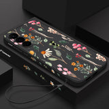 Luxury Flower Print Lanyard Silicone Case For Samsung Galaxy