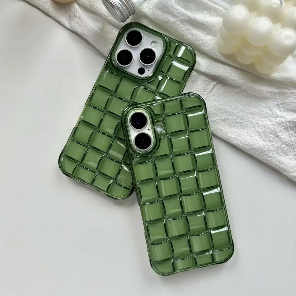 Stereoscopic Green Woven Plaid Case for iPhone