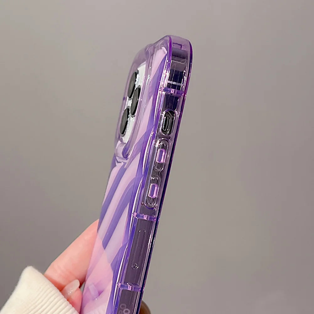 Soft Candy Transparent Wavy Texture Case For iPhone