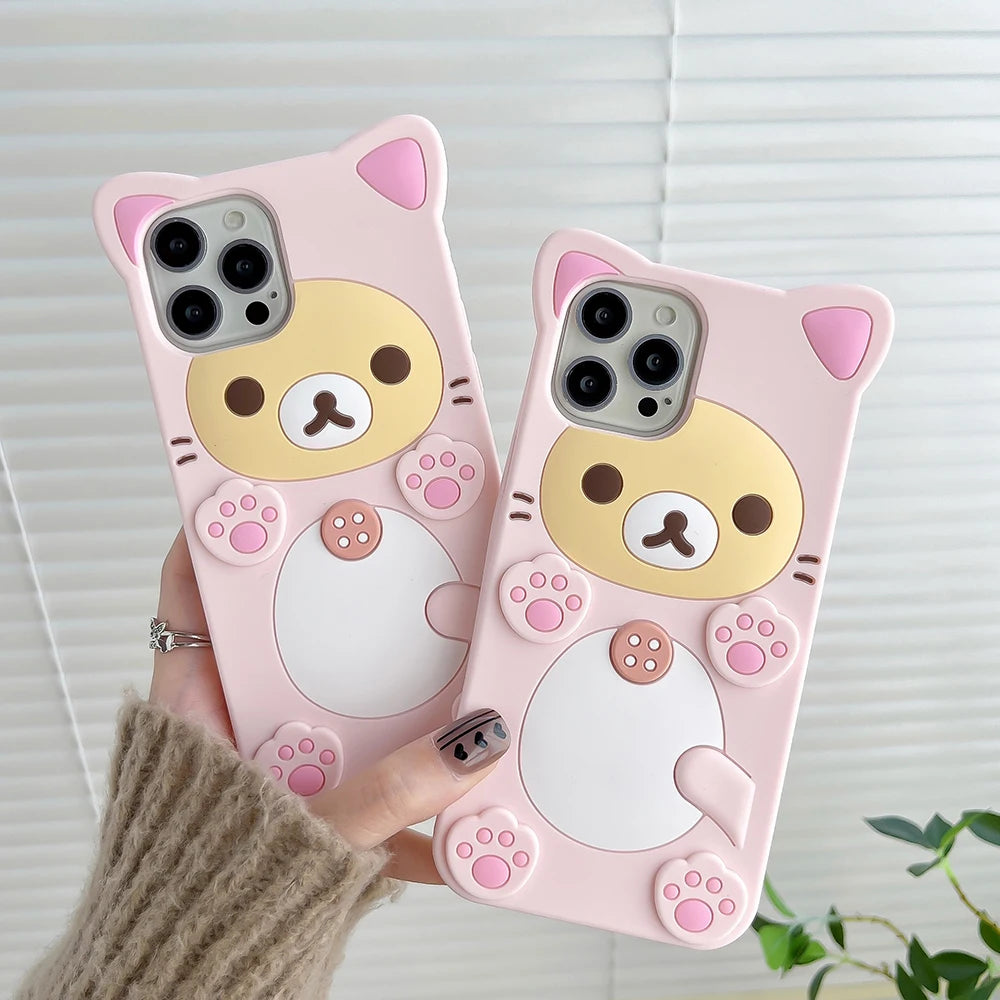 3D Cartoon Kawaii Rilakkuma Bear Soft Silicon Case For iPhone
