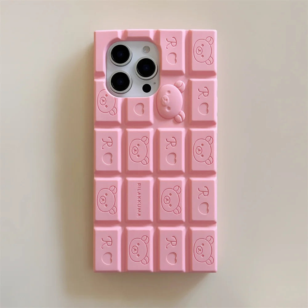 3D Chocolate Rilakkuma Silicone  Case For iPhone