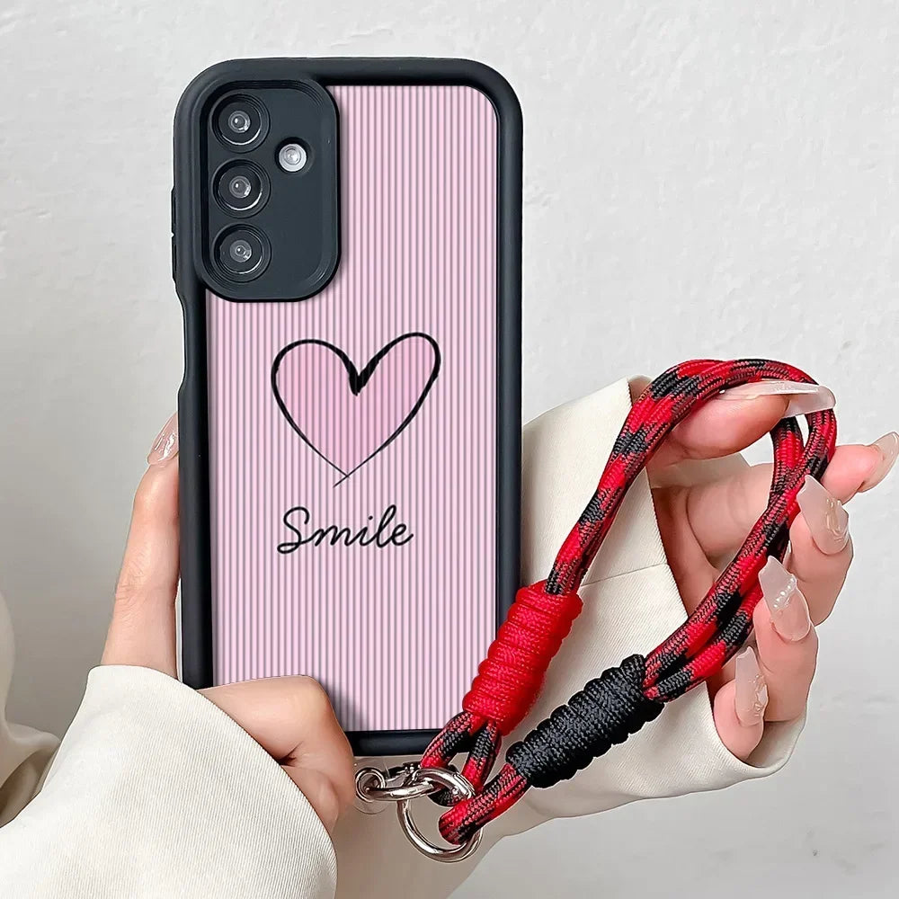 Love Heart Wrist Chain Lanyard Phone Case for Samsung