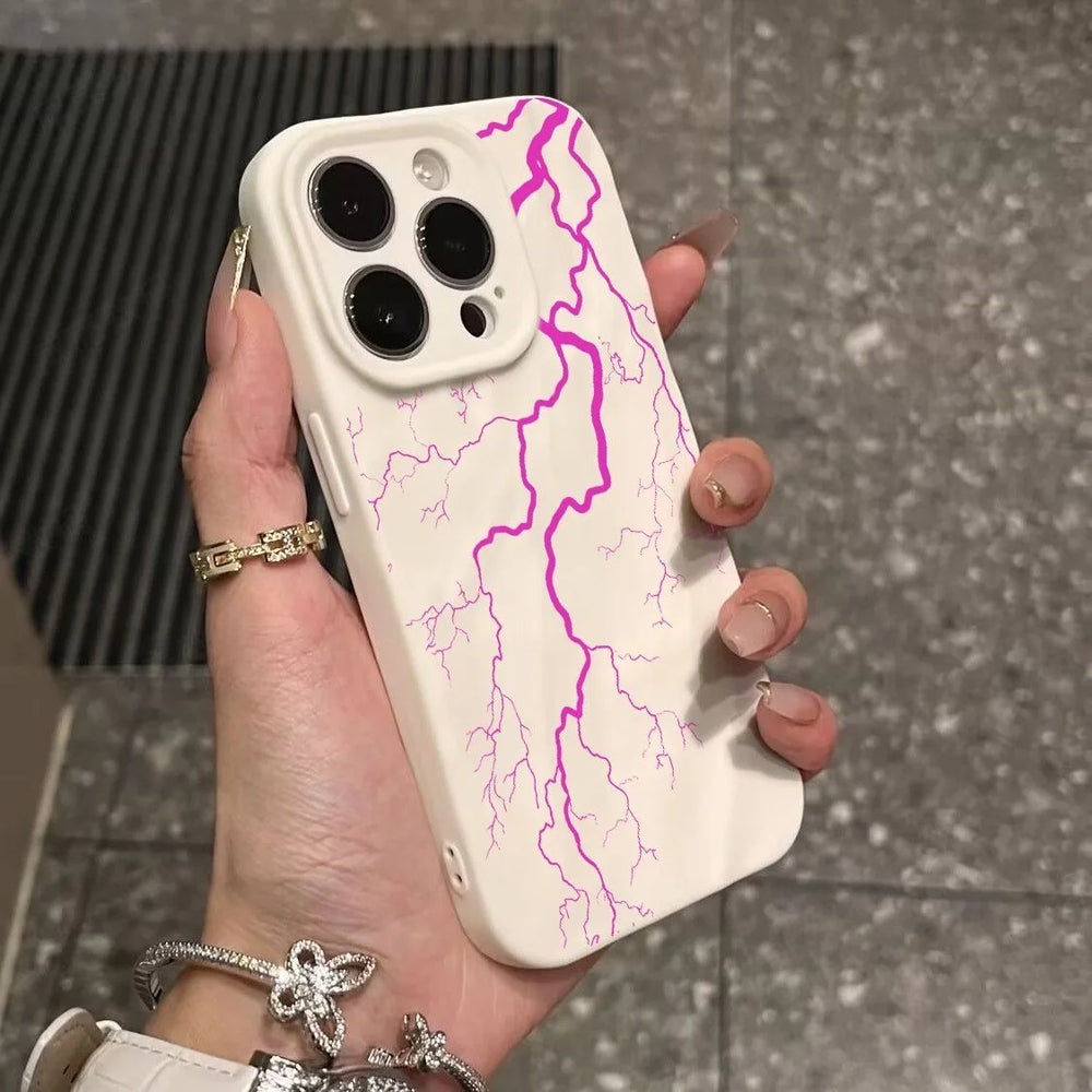 Lightning Printing Soft Silicone Case For iPhone
