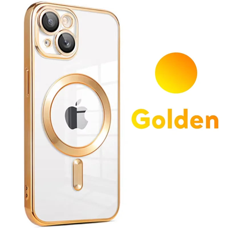 Luxury  Plating Clear Magnetic Case For Iphone