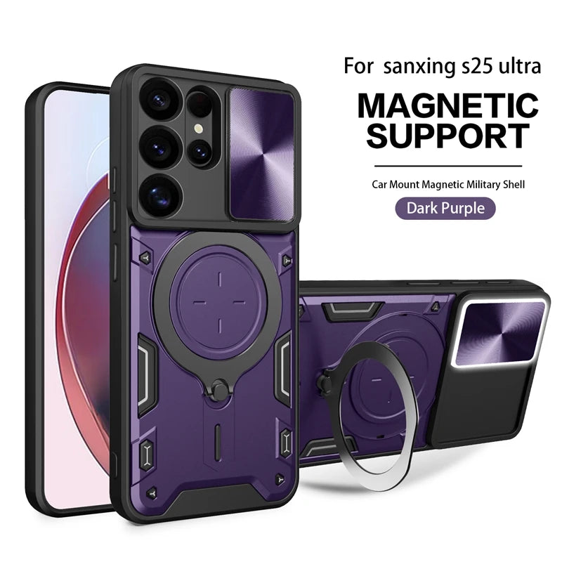 Magnetic Ring Holder Armor Shockproof Case For Samsung