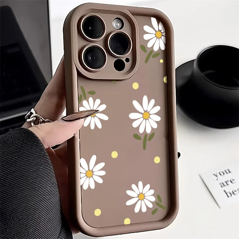 Daisy Flower Soft Silicone Shockproof Case For iPhone