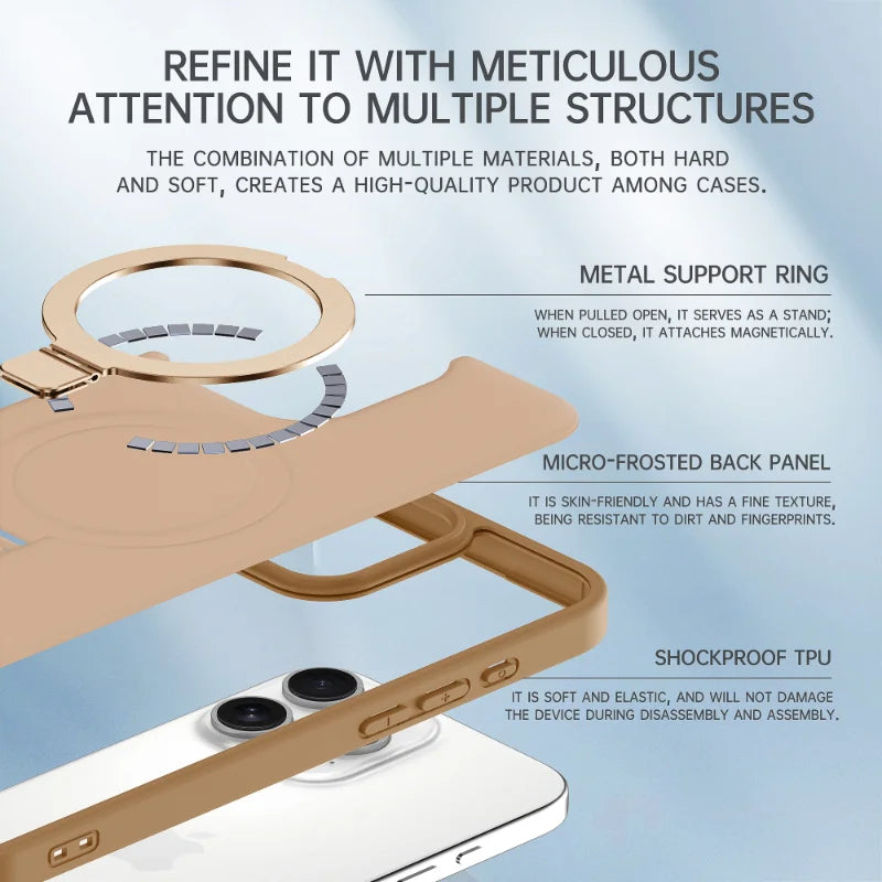 Shockproof Magnetic Kickstand Matte Case For iPhone