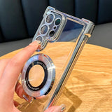 Luxury Magnetic Plating Stand Shockproof Clear Case For Samsung