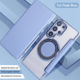 Flip Slot Card Leather Wallet Clear Magnetic Phone Case For Samsung