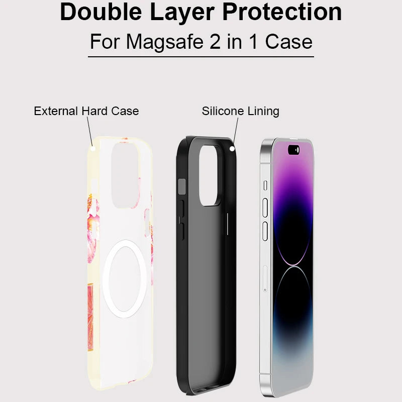 Luxury Magnetic 2 in 1 Flower Pattern Shockproof Case For iPhone