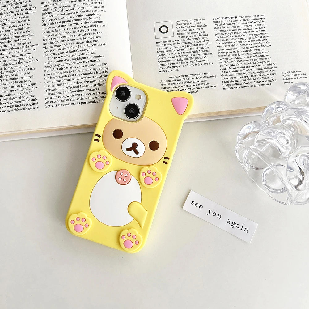 3D Cartoon Kawaii Rilakkuma Bear Soft Silicon Case For iPhone
