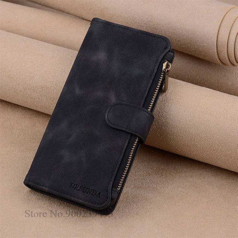 Luxury Zipper Wallet Flip Case For iPhone