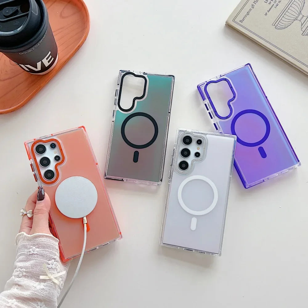 Metal Lens MagSafe Phone Case For Samsung