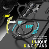 Armor Magnetic Bracket Case Slide Camera Protection Shockproof Cover for Samsung