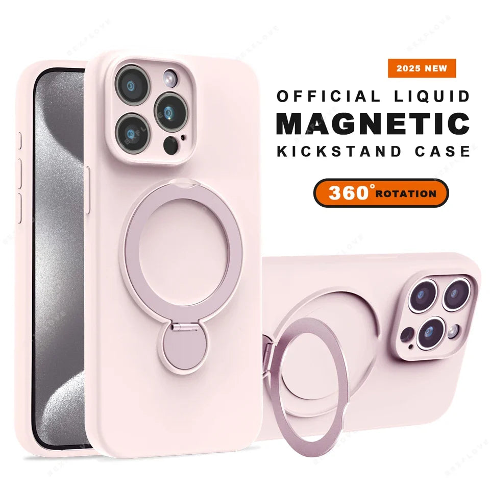 Liquid Silicone Magnetic Stand Phone Case For iPhone