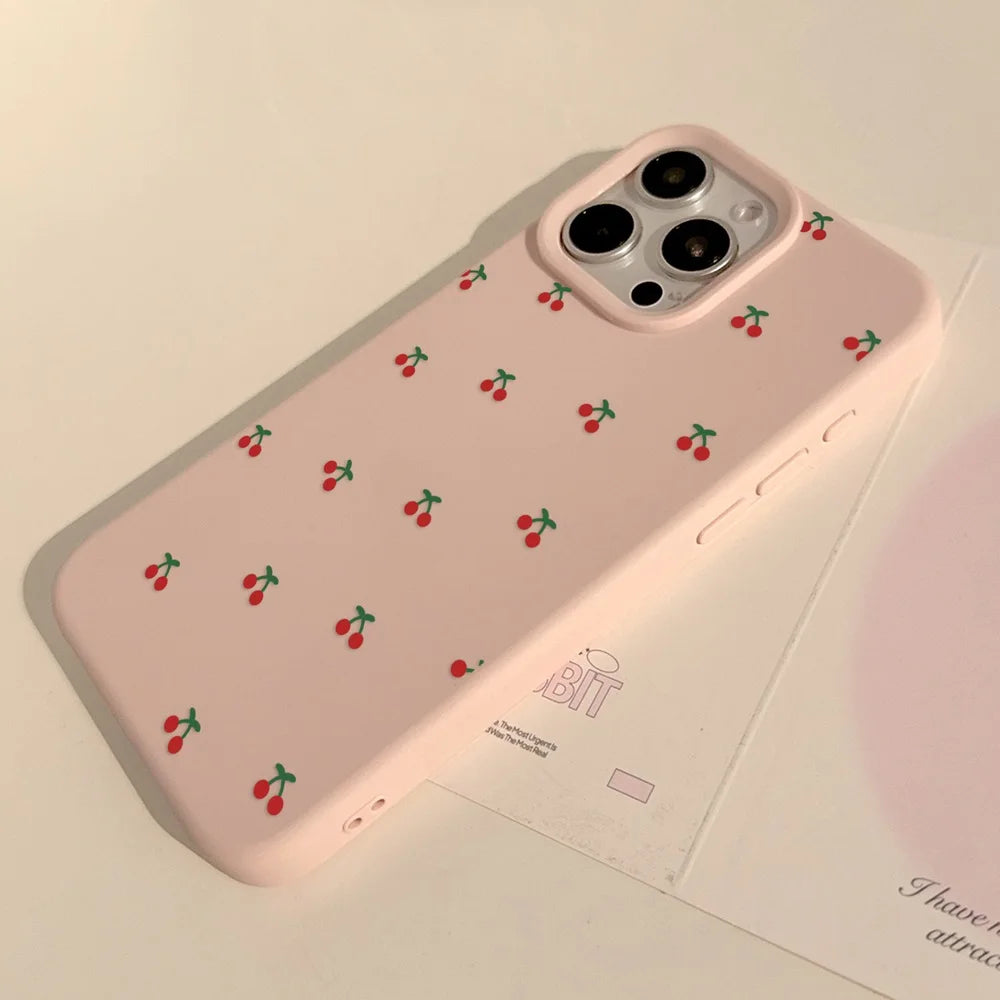 Cute Cartoon Cherry Pattern Phone Case For iPhone
