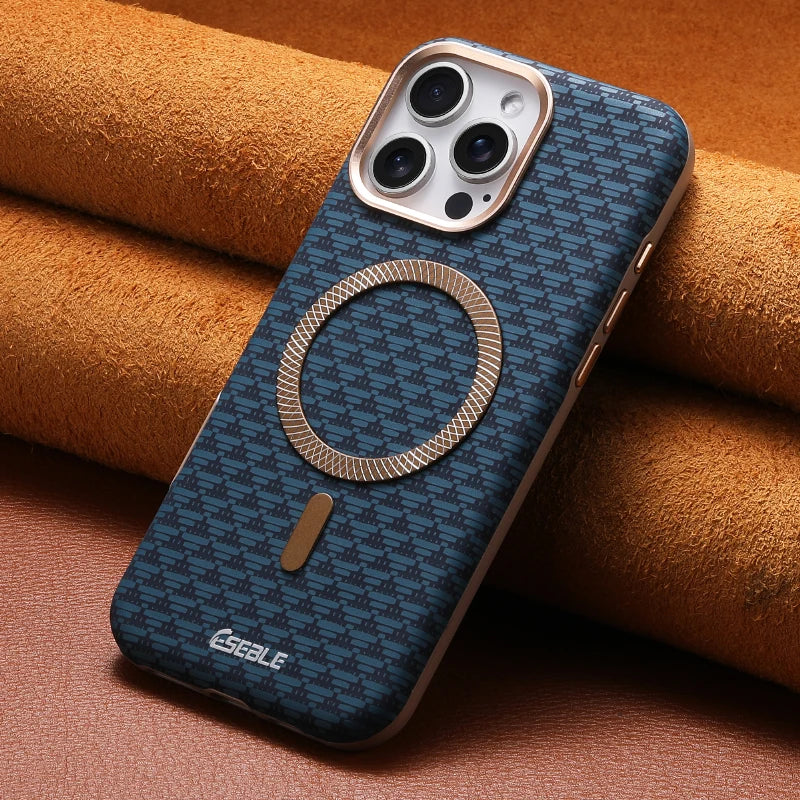 Luxury Solid Color Triangle Pattern Magnetic Case for iPhone