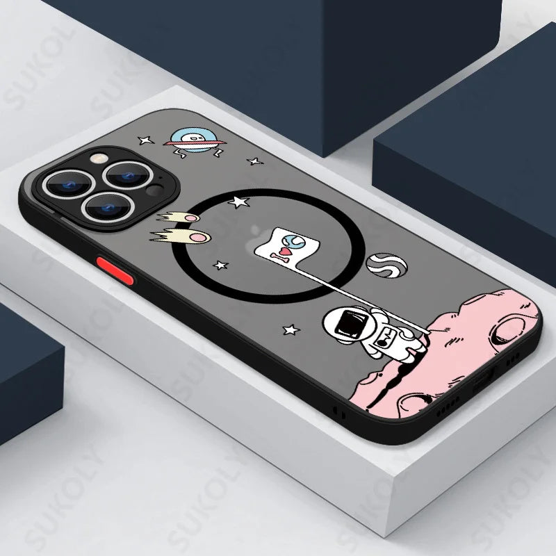 Cute Space Moon Planet Astronaut Case For iPhone
