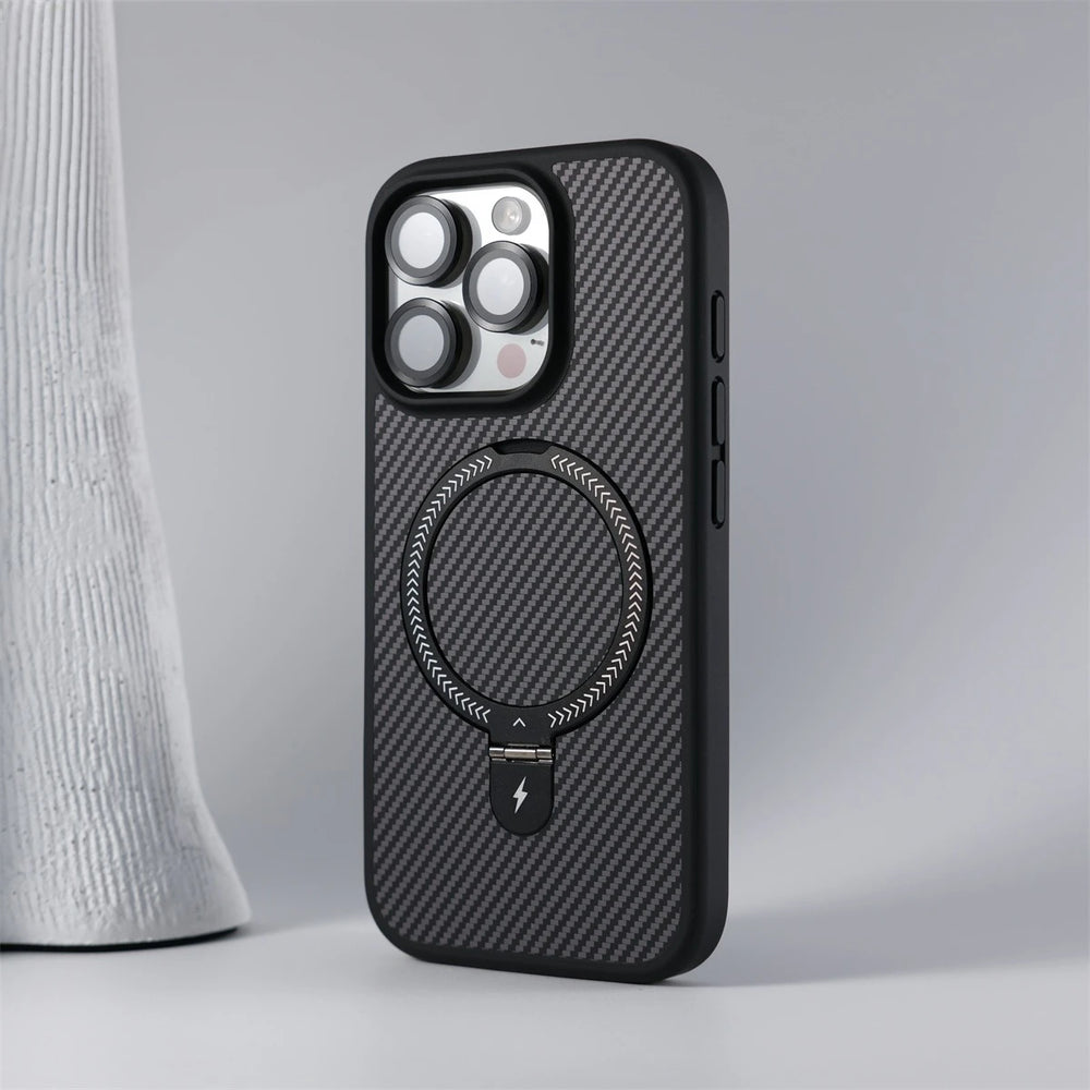 Business Carbon Fiber Bracket Magsafe Case for iPhone