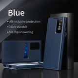 Leather Flip Smart Display Transparent Window Case For Samsung