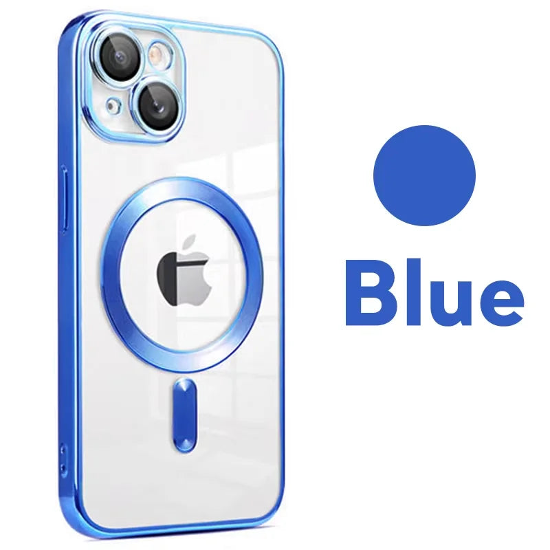 Luxury  Plating Clear Magnetic Case For Iphone