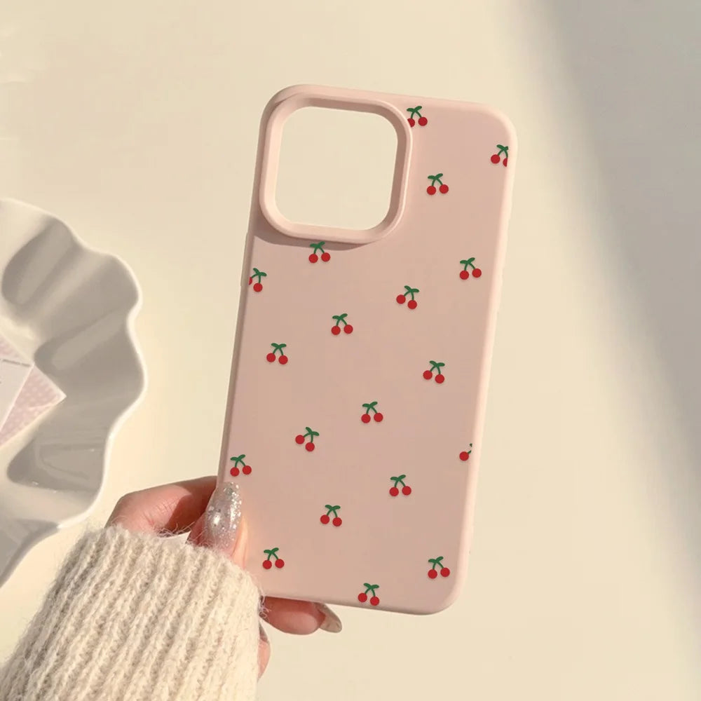 Cute Cartoon Cherry Pattern Phone Case For iPhone