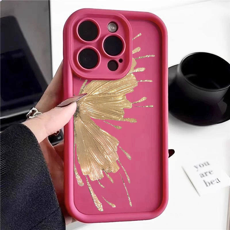 Candy Color Gilt Butterfly Shockproof Soft TPU Silicone Case For iPhone