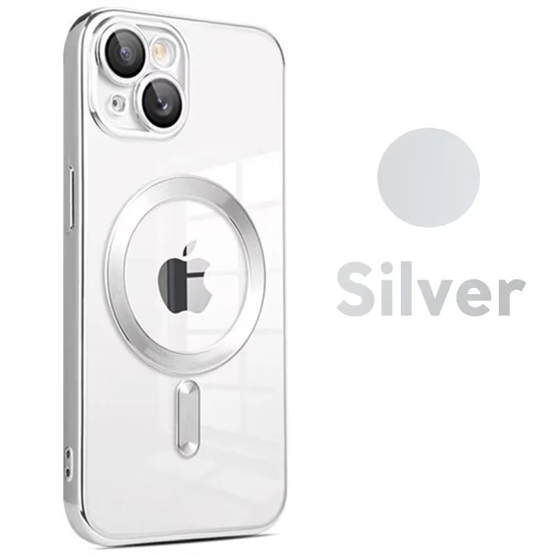 Luxury  Plating Clear Magnetic Case For Iphone