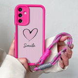 Love Heart Wrist Chain Lanyard Phone Case for Samsung