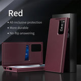 Leather Flip Smart Display Transparent Window Case For Samsung