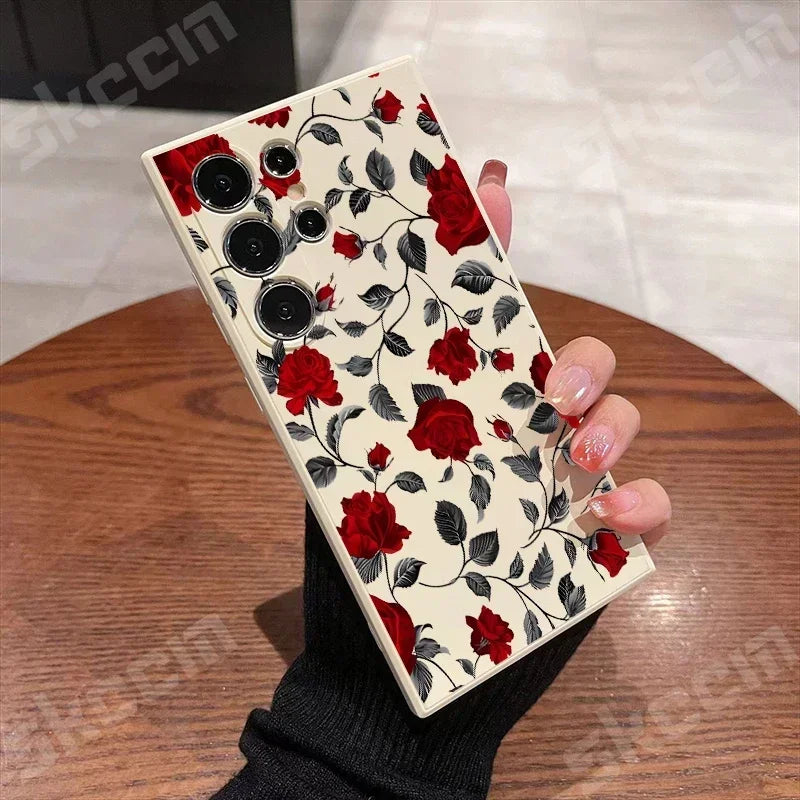 New Retro Fashion Rose Phone Case For Samsung