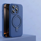 Liquid Silicone Magnetic Stand Phone Case For iPhone